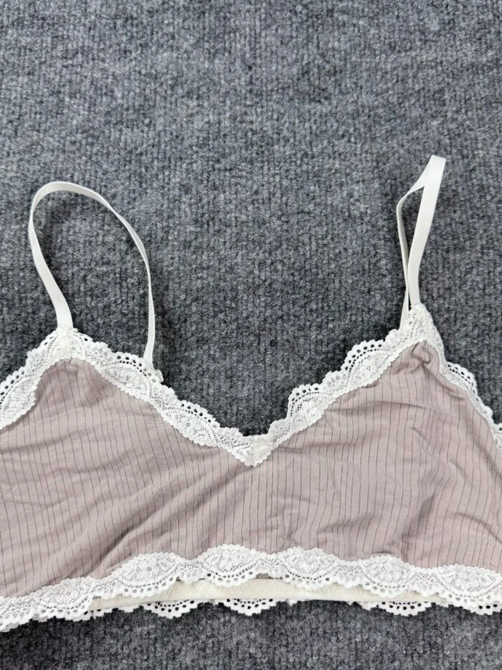 Aerie Real Good Ribbed Bralette Womens Medium Lace Trim Modal Stretch Bralet